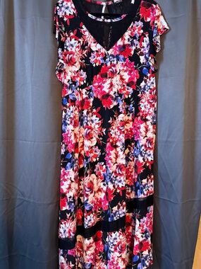 torrid Black Floral Maxi Dress with Pink and Blue Blooms